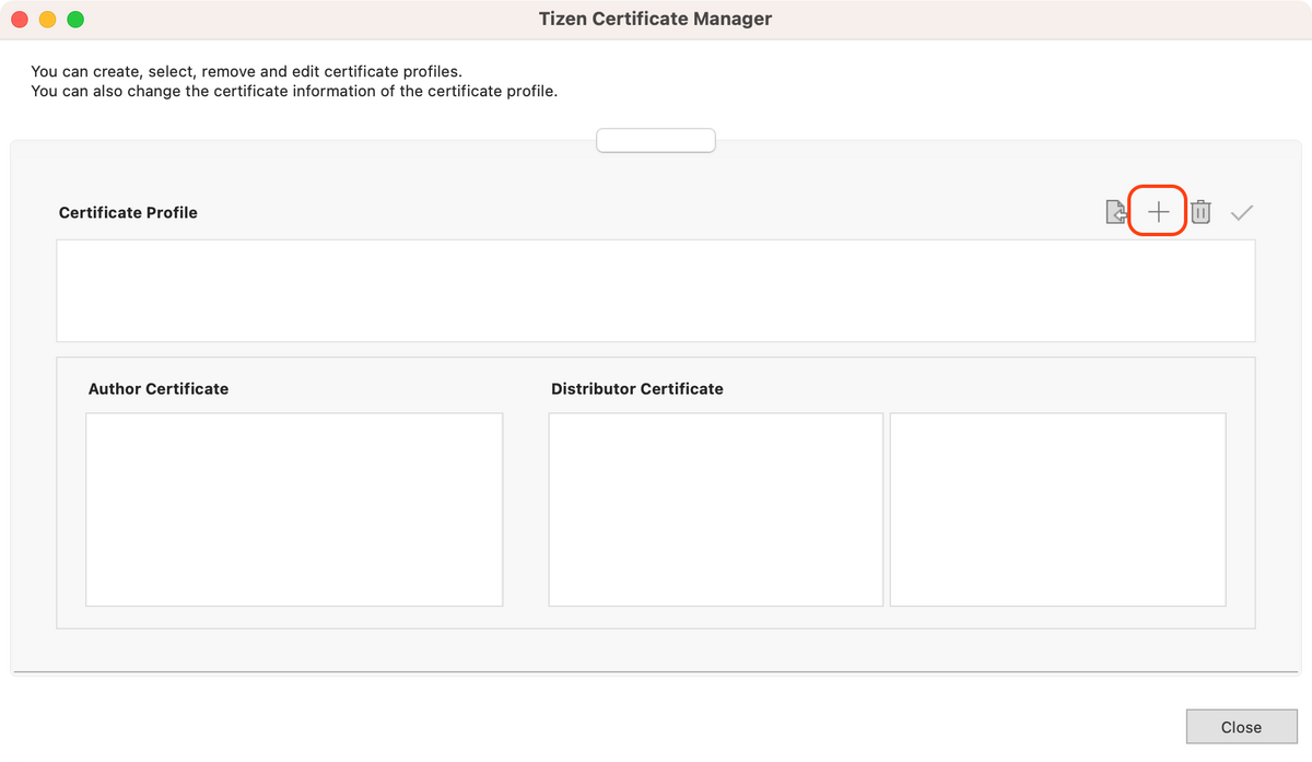 Tizen Studio Certificate Manager